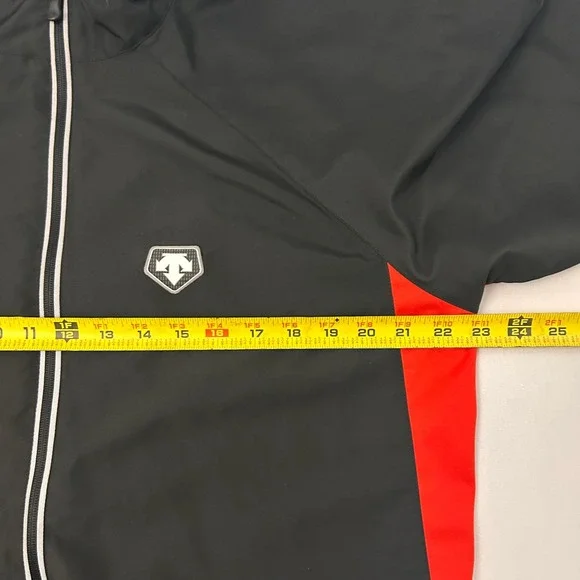 Descente Men's Large Cycling Jacket Black Red Lightweight Windbreaker Full Zip - Picture 7 of 8